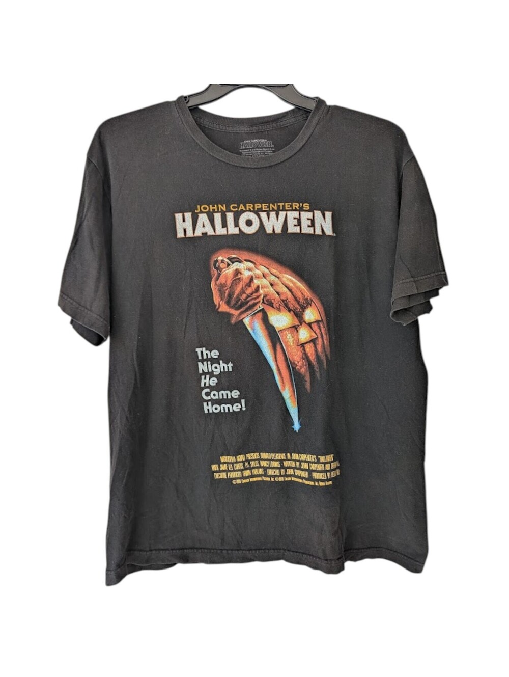 John Carpenters Halloween Movie Poster T-Shirt Mens XL Black Horror Tee 24x29